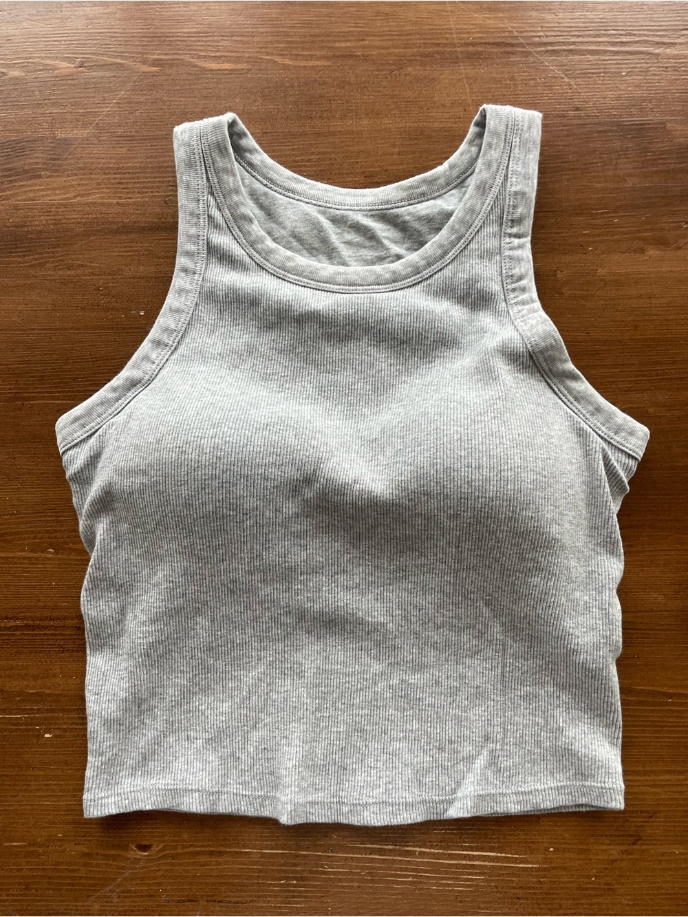 Gray Ribbed Tank Crop Top - Women